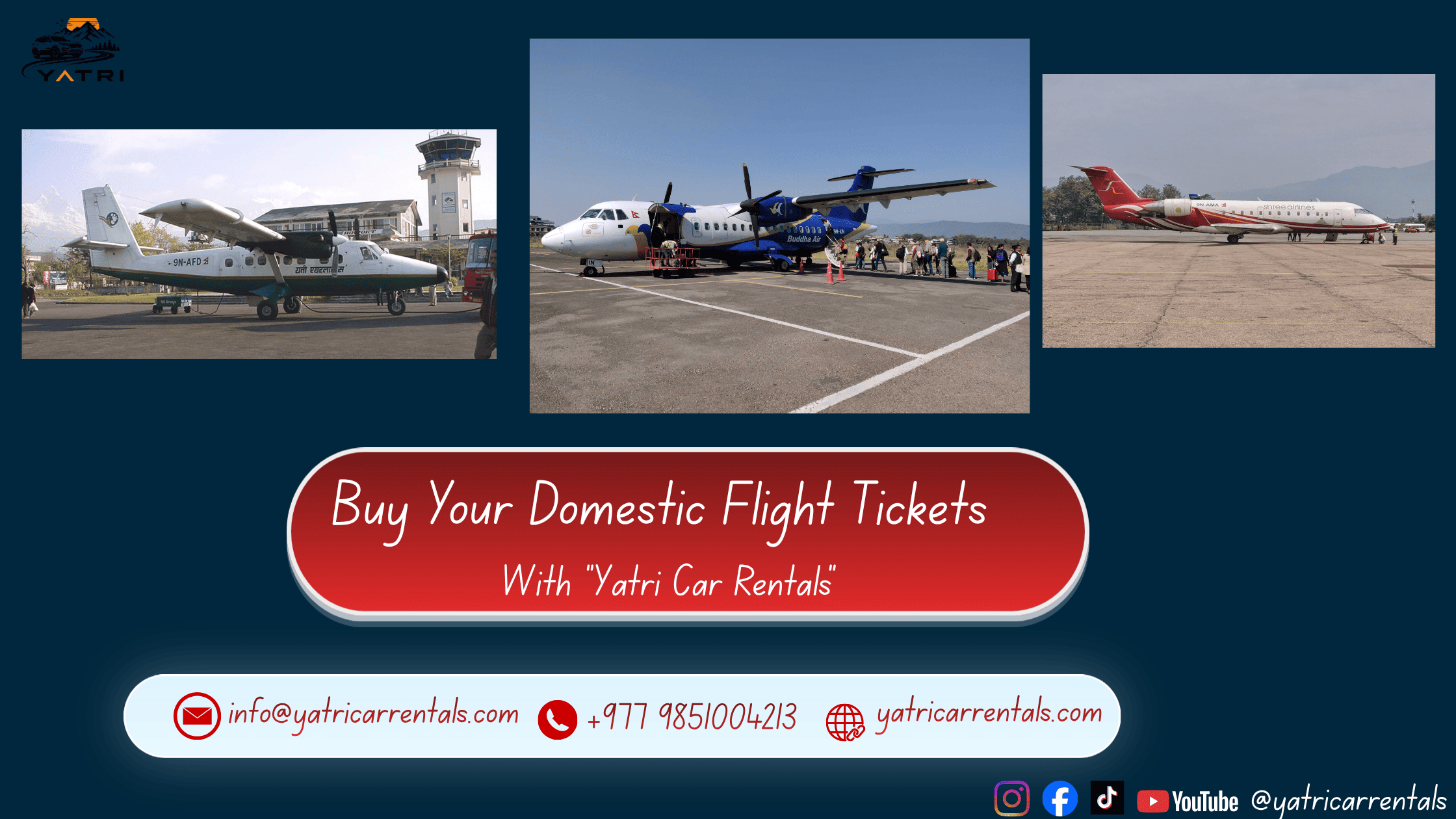 Domestic Flight Ticket Service - Yatri Car Rentals Nepal